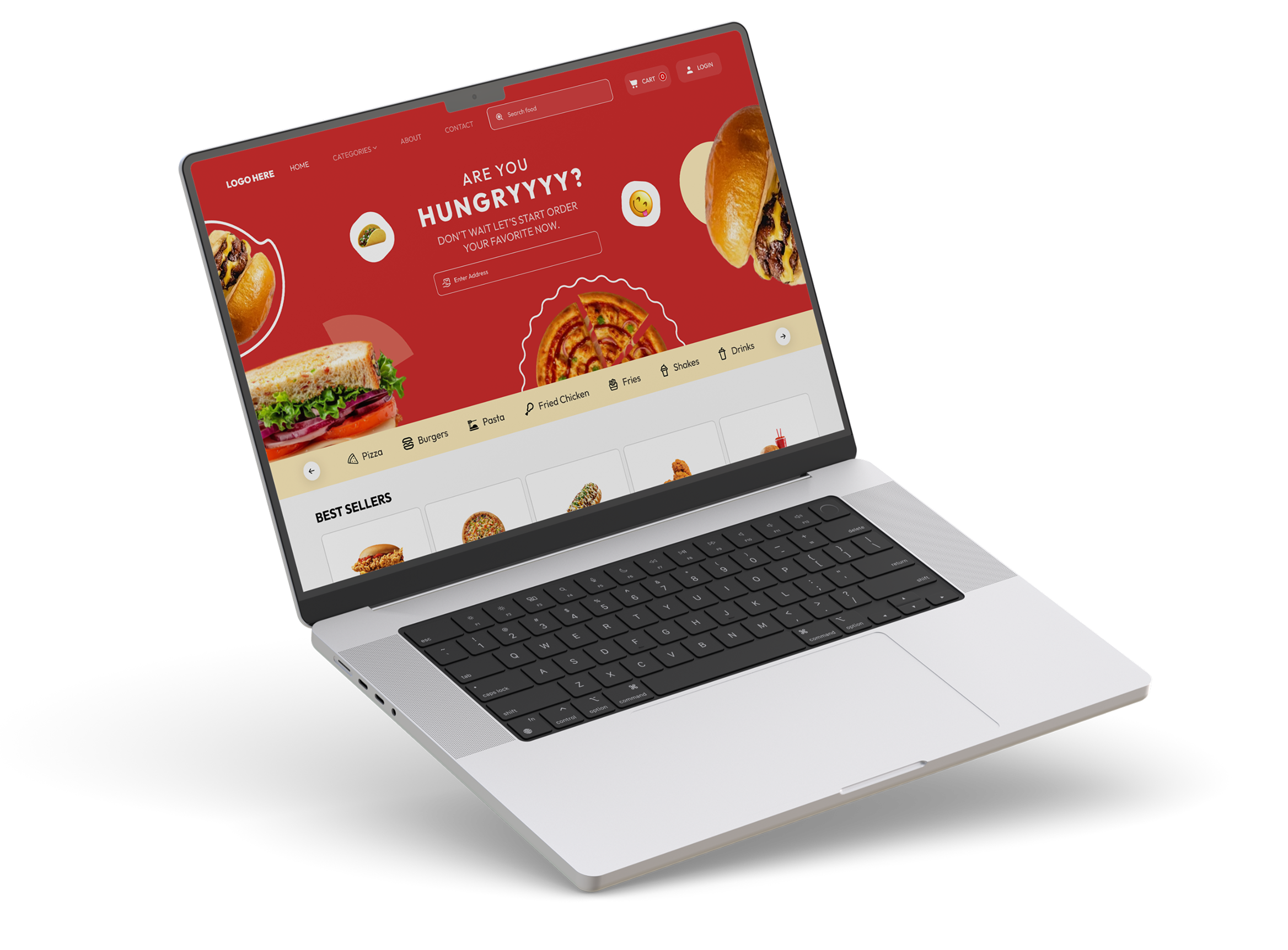 Restaurant website displayed on laptop